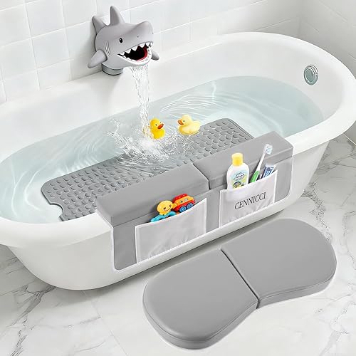Miniatura 2 de Almohadilla de descanso para rodillas y codos para bebés, cubierta de grifo para bañera de bebé, ballena de silicona para niños, 39 x 16 pulgadas