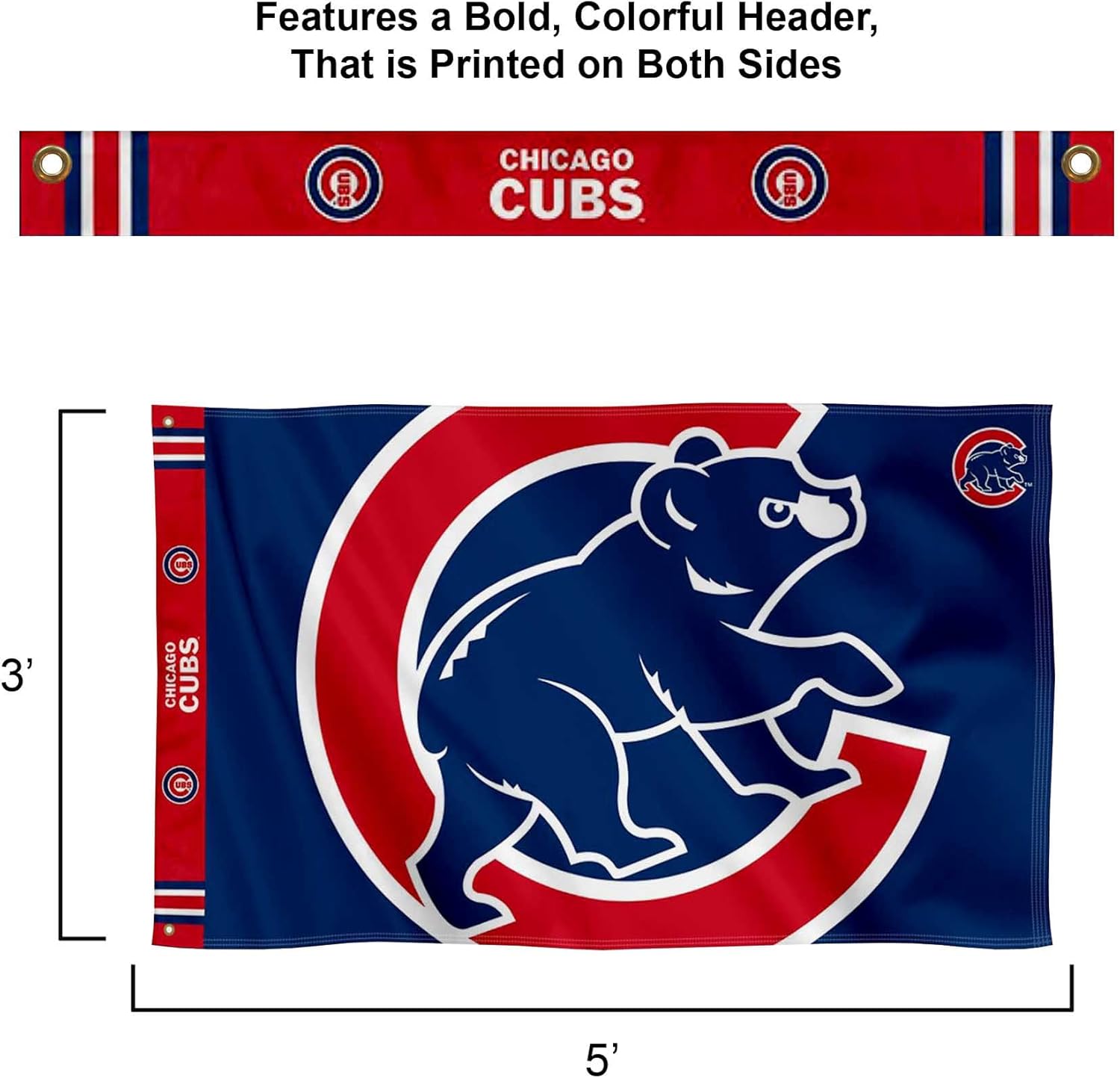 Chicago Baseball Printed Header Flag 3x5 Banner - Image 2