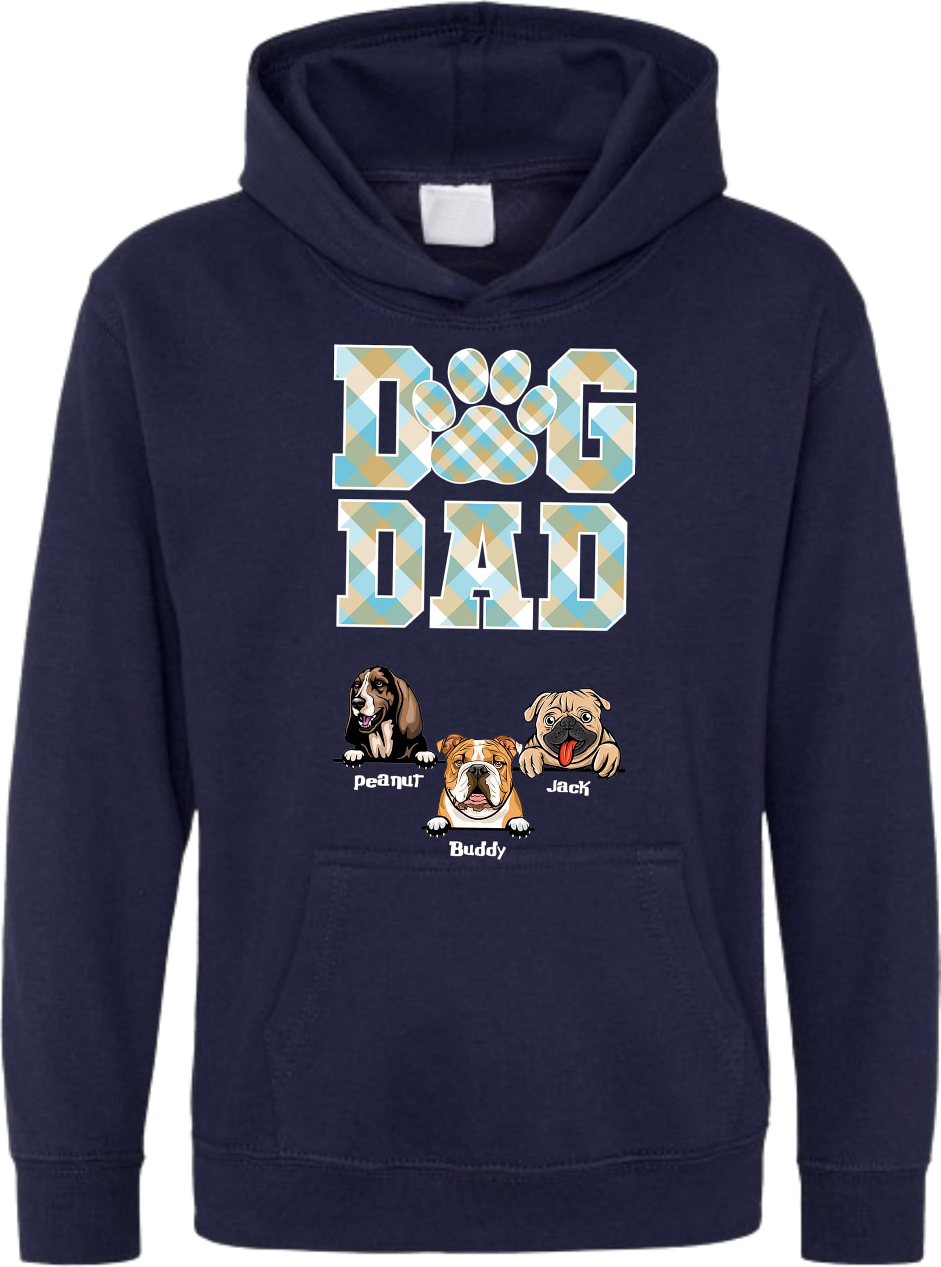 Personalised Dog Dad Hoodie, Custom Dog Name Hoodie, Pet Lovers Sweatshirt, Father's Day Dog Hoodie, Cuastomized Unisex Hoodie, Personalize Your Dog Or Dog Name Top Navy