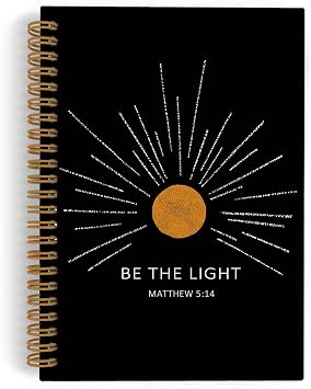 Be the Light Christian Spiral Notebook, Matthew 514 Bible Journal Notebook, Boho Sun Inspirational Notebooks for School Work, Christian Office Supplies Gifts for Women Men, 5.5x8.3 Inch