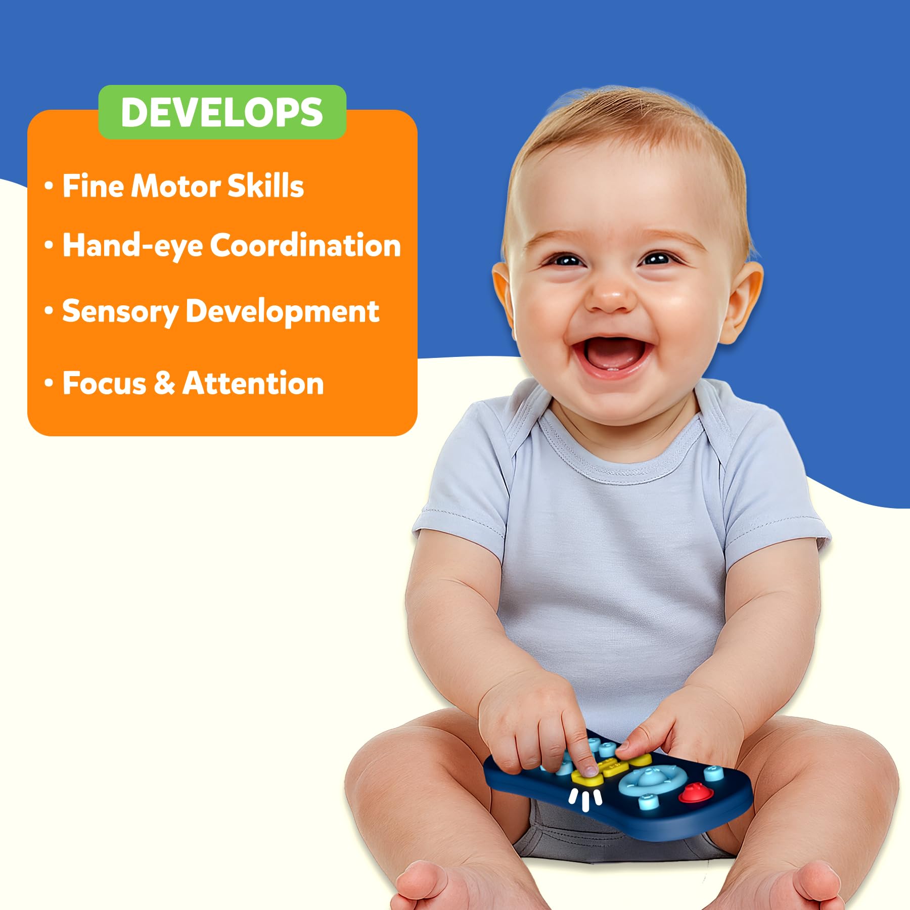 Skillmatics Push & Pop for Kids - Sensory & Fidget Toy, Pretend Play, Food-Grade Silicone, Waterproof, Travel Toy, Child-Safe, Fine Motor Skills, Gifts for Infants 9-24 Months 4