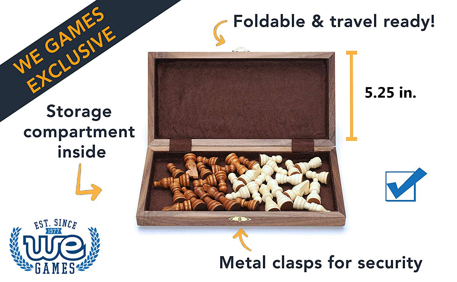 Ajedrez De Madera Magnético Plegable - Juego Portátil Con Piezas Imanadas, Ideal Para Viajar O Regalo