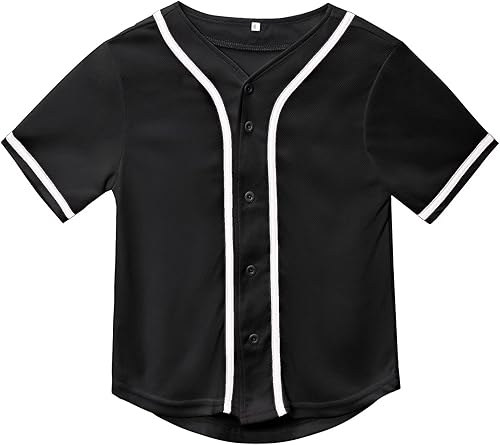 Camiseta de béisbol para niños, camisa con botones, manga corta, hip hop, uniformes deportivos personalizados para niñas