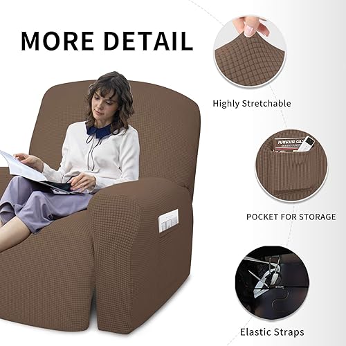 Miniatura 534 de Funda elástica para sofá reclinable de fácil colocación, Tela mezcla de poliéster Algodón, Arena