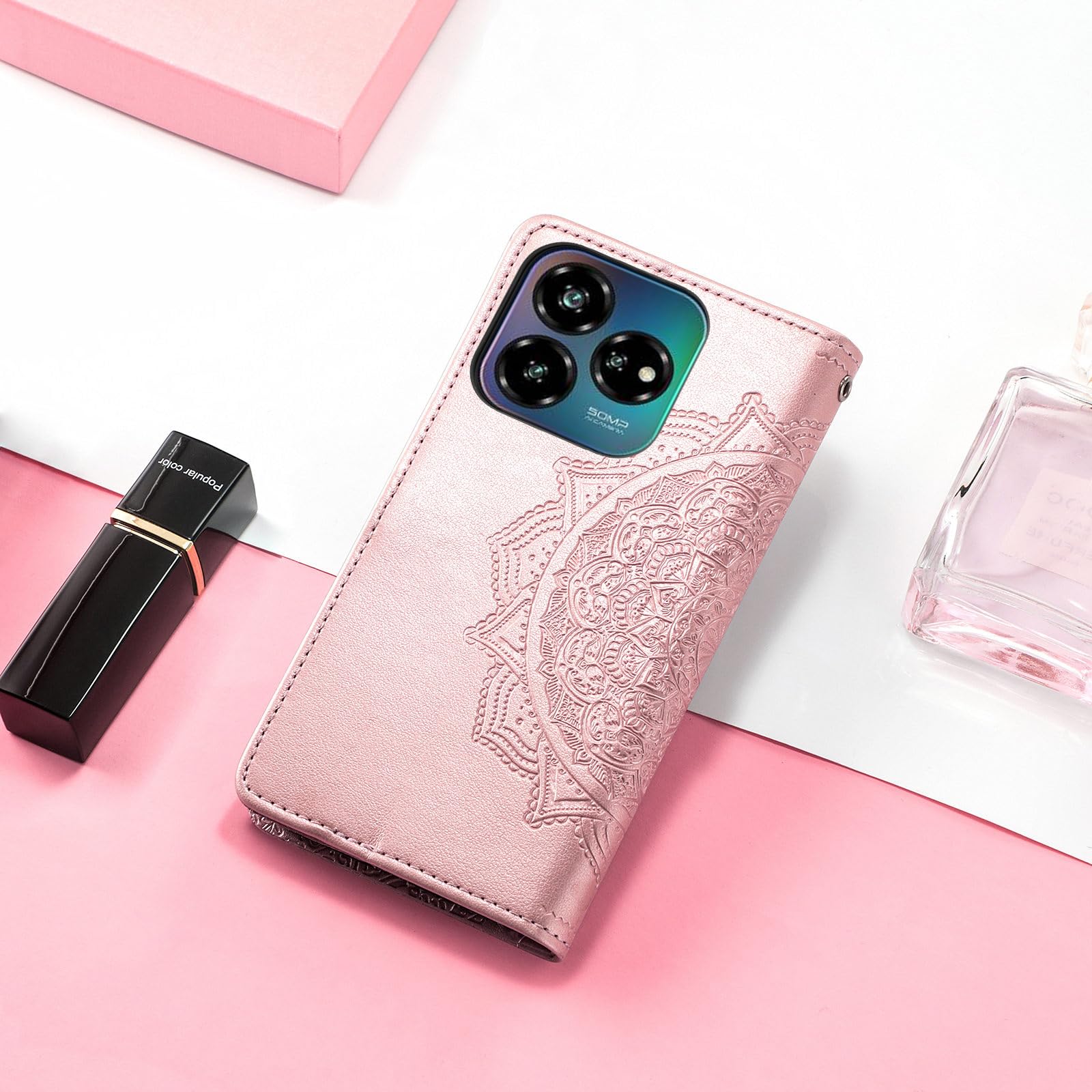 Leder Flip Case Für ZTE Blade V60 Vita – Mit Standfunktion, Kartenfach & Magnetschnalle – Schwarz