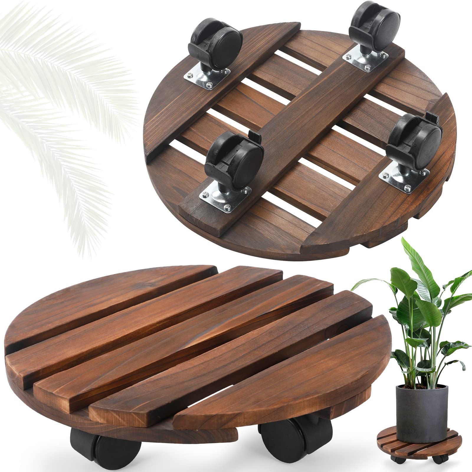 Buy Plant Caddy with Wheels, Plant Dolly 2 Packs 12 Inch Round, Plant