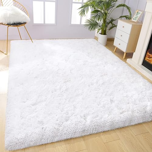 Vista 17 de Vocrite Alfombra peluda extragrande de 6 x 9 pies, color rosa, para dormitorio, sala de estar, niñas, alfombra mullida para sala de juegos, Rosado