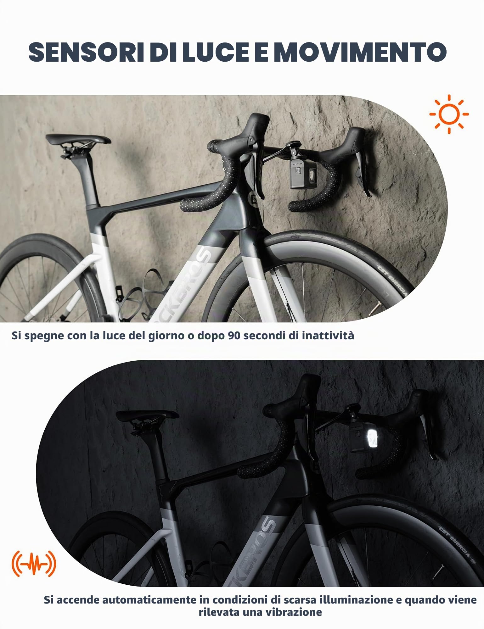ROCKBROS Luce Anteriore Bici Luce Bicicletta 1600 Lumens modalità di Illuminazione Multiple con Telecomando, Impermeabile IPX6, USB Ricaricabile 4000mAh, per Bici da Corsa MTB Ciclismo