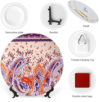 Aloked Lina Cavalieri Plate, Fornase Decorative Plate Face Makeup Plate Wall Hanging Decoration,Including Bracket and Special Spring Hook,Style-9,7inch