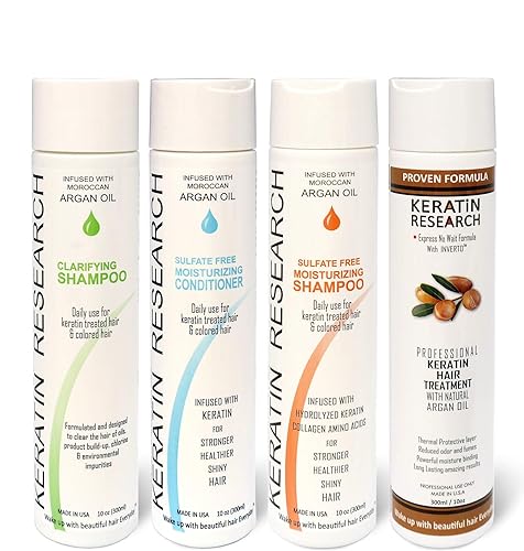 Keratina Brasilera Tratamiento Capilar por 10.1 fl oz con Champú Clarificante, Resultados Profesionales, Alisa y Suaviza el Cabello (kit de 10 oz x