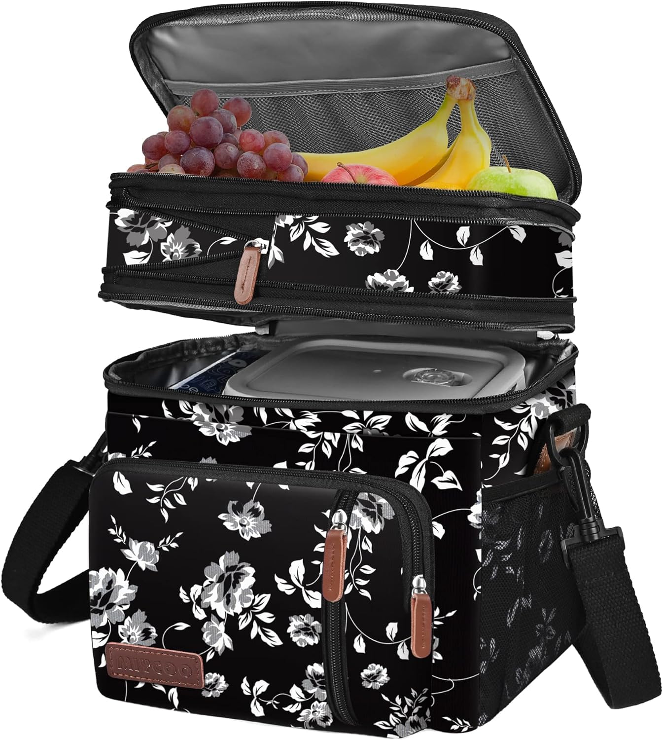 MIYCOO Lunch Bag for Women &amp; Men, Expandable Double Deck Lunch Box, 15L