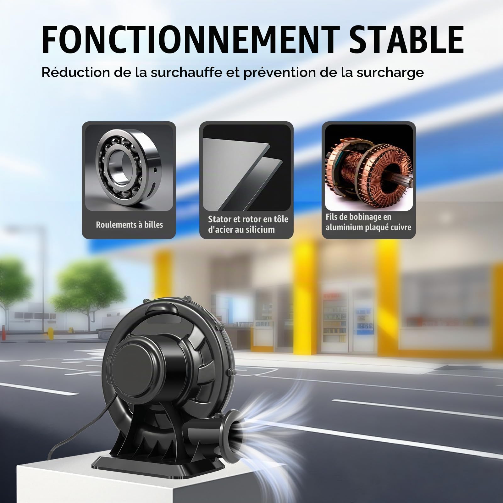 Souffleur haute pression 370 W pour château gonflable - Souffleur silencieux et durable pour jouets gonflables - Pompe à air (250 W)