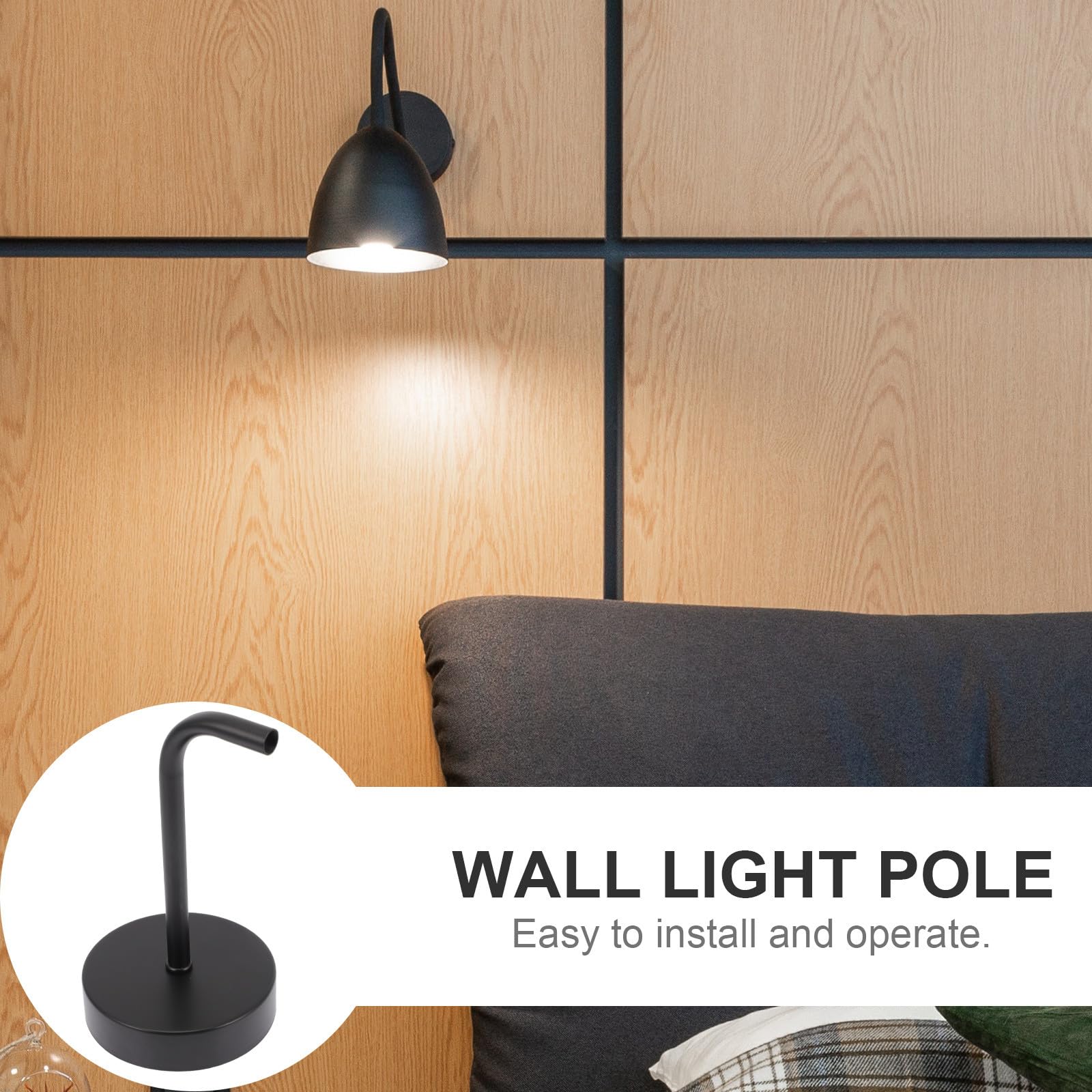 CALLARON Soporte Montaje Resistente Negro Lámpara de de Metal Pared en Fácil de Usar, Diseño Simple Adecuado para Decoración Dormitorio