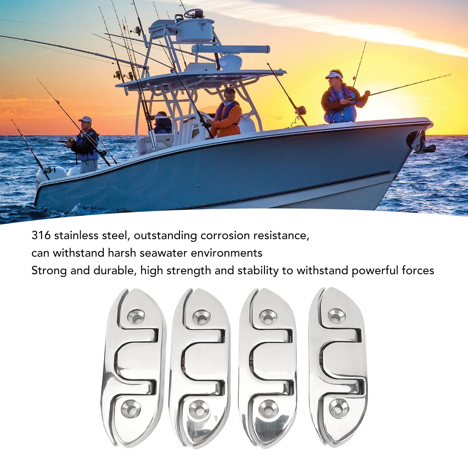 Akozon 4PCS 4.7 Pollici Bitta Pieghevole per Barca 316 Bitta Pieghevole per Barca Acciaio Inossidabile Marine Dock Corda di Ormeggio Bitta per Barca Accessori per Yacht FRPGonfiabili