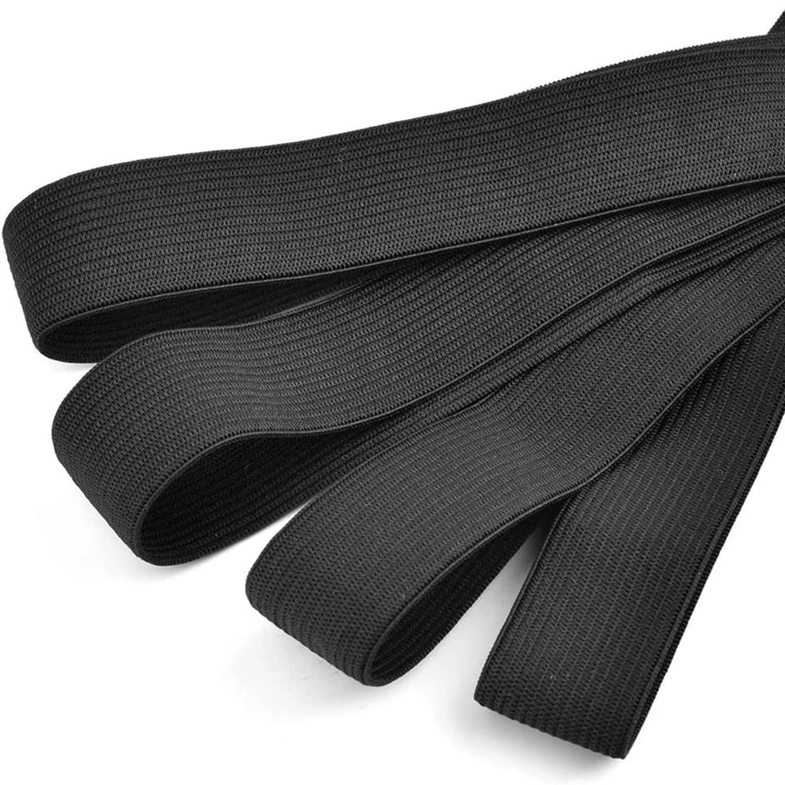 Bandas elásticas Banda elástica Ancha y Plana 40 Metros de Hilo elástico Trenzado for Coser, Ideal for Tejer, Herramientas de Bricolaje, Color Blanco, 25 mm.(Schwarz,15mm)