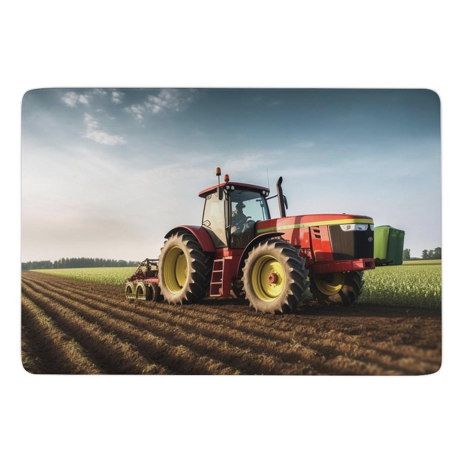 Tapis de sol antidérapant velours corail lavable pour chambre avec motif tracteur