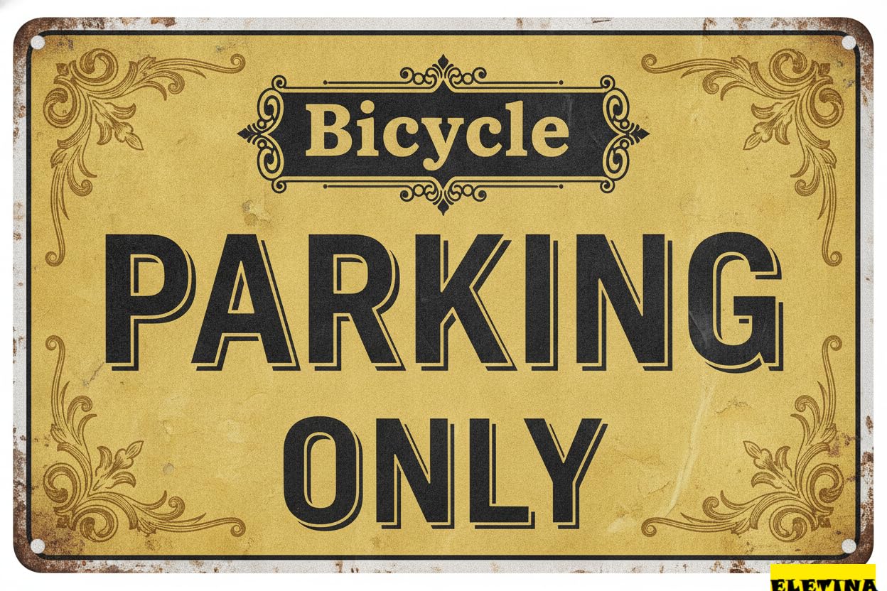 Bicycle Parking Only Warning Metal Tin Sign UV Protected Waterproof Fade Resistant Home Gate Garden Office 8x12in
