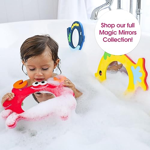 Miniatura 5 de Edushape Espejo mágico con formas de espejo de ballena, espejo de espuma de baño para bebés, juguetes de baño de espuma extraíble para bebés de 1 a