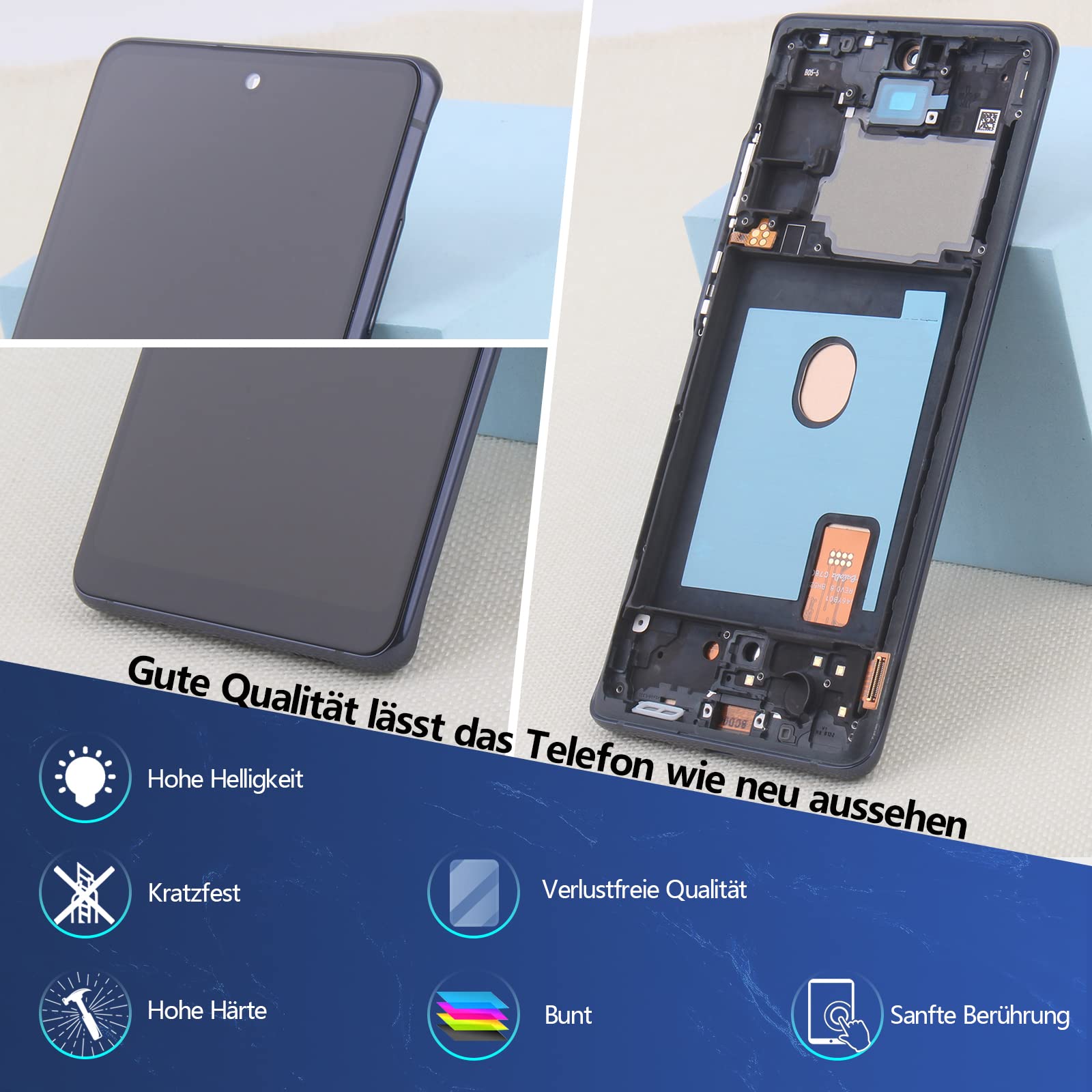 RongZy für Samsung Galaxy S20 FE/S20 FE 5G LCD Bildschirmersatz für Samsung Galaxy S20 FE Touchscreen Digitalisierer Display mit Werkzeugen (Schwarz mit Rahmen)