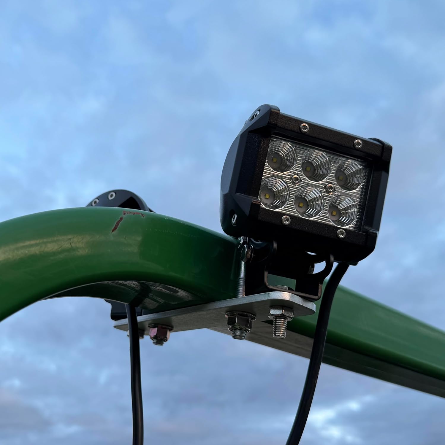 Resilient Fab - Double Tab Style Light Brackets for 3" x 2" ROPS. Mount Lights, Light Bars, and Accessories onto Tractors, Lawn Mowers, UTV Roll Bars