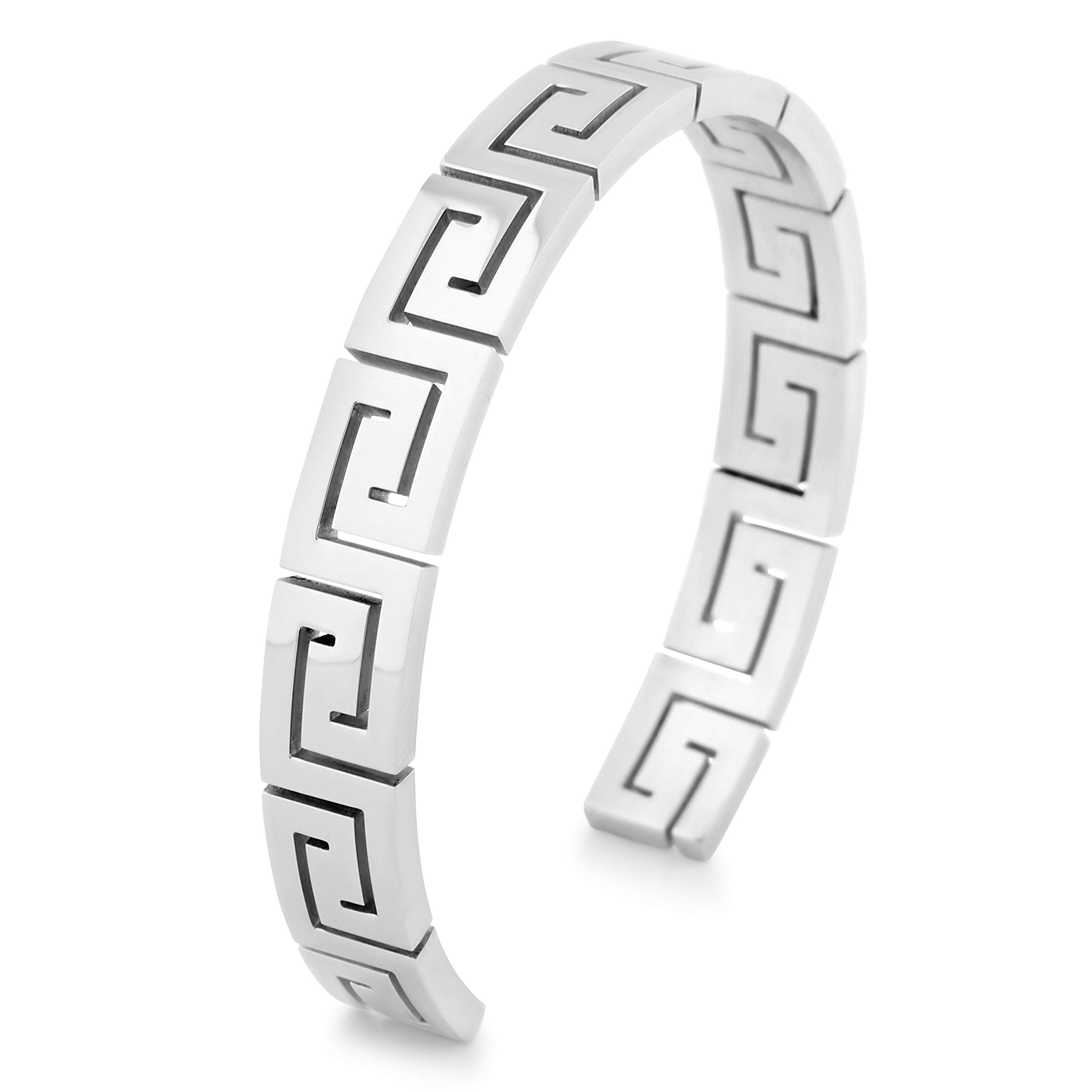 Akitsune Argius Mäander Armreif | Griechisch Antik Armschmuck Frauen Herren Edelstahl Armband Cuff