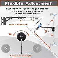Vista 3 de Wall Mounting Triangle Boom Arm for Ring Light, Support 180° Flexible Rotation, 21.7-45.6in Adjustable Length, Save Space, for Monolight, Softbox