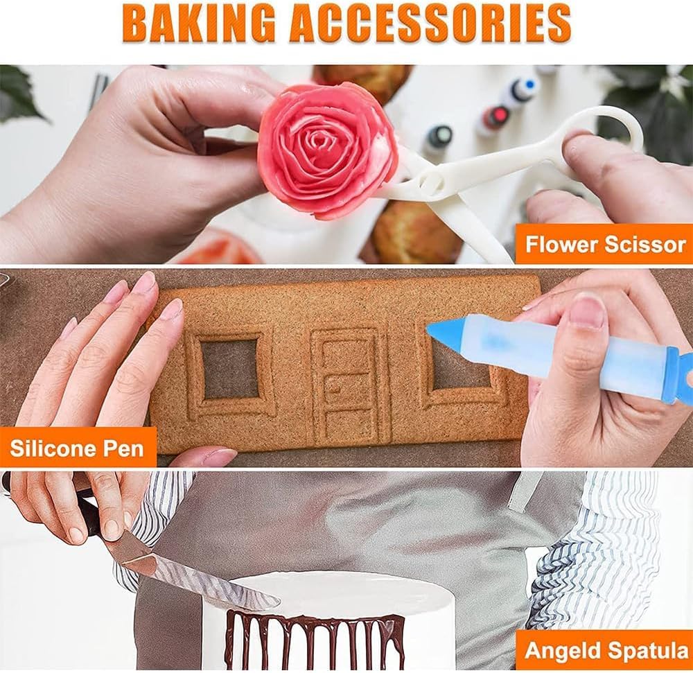 Kit De 236 Piezas para Decorar Pasteles: Mangas Pasteleras Profesionales, Boquillas para Glaseado Y Accesorios para Hornear. Ideal para Cupcakes, Galletas, Fondant Y Principiantes.