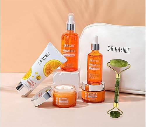 Miniatura 3 de Set de regalo para el cuidado de la piel con vitamina C (5 unidades), incluye suero facial, crema de día y noche, limpiador y tóner + 1 rodillo de