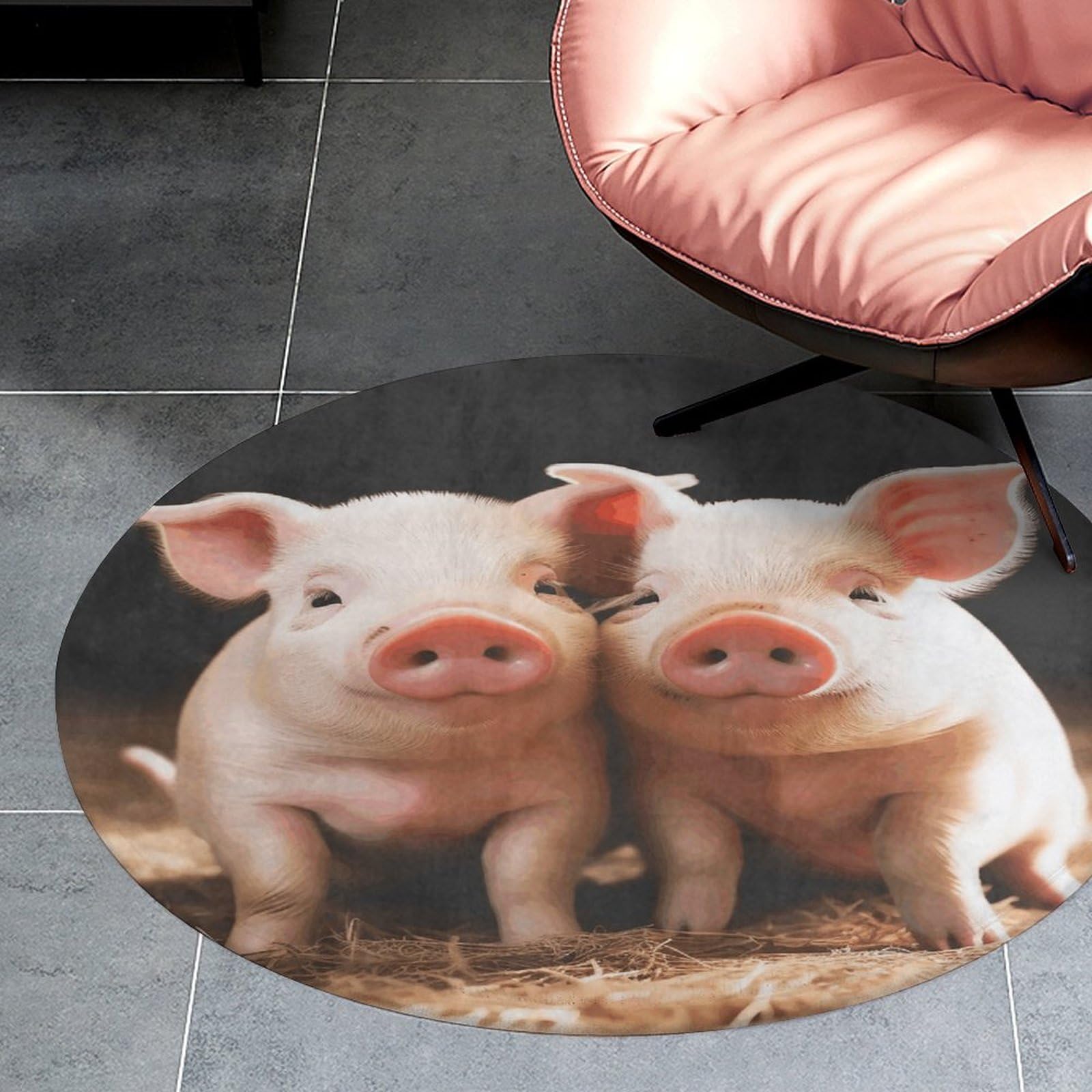 Tapis rond mignon de 91 cm lavable et absorbant contre les sols froids