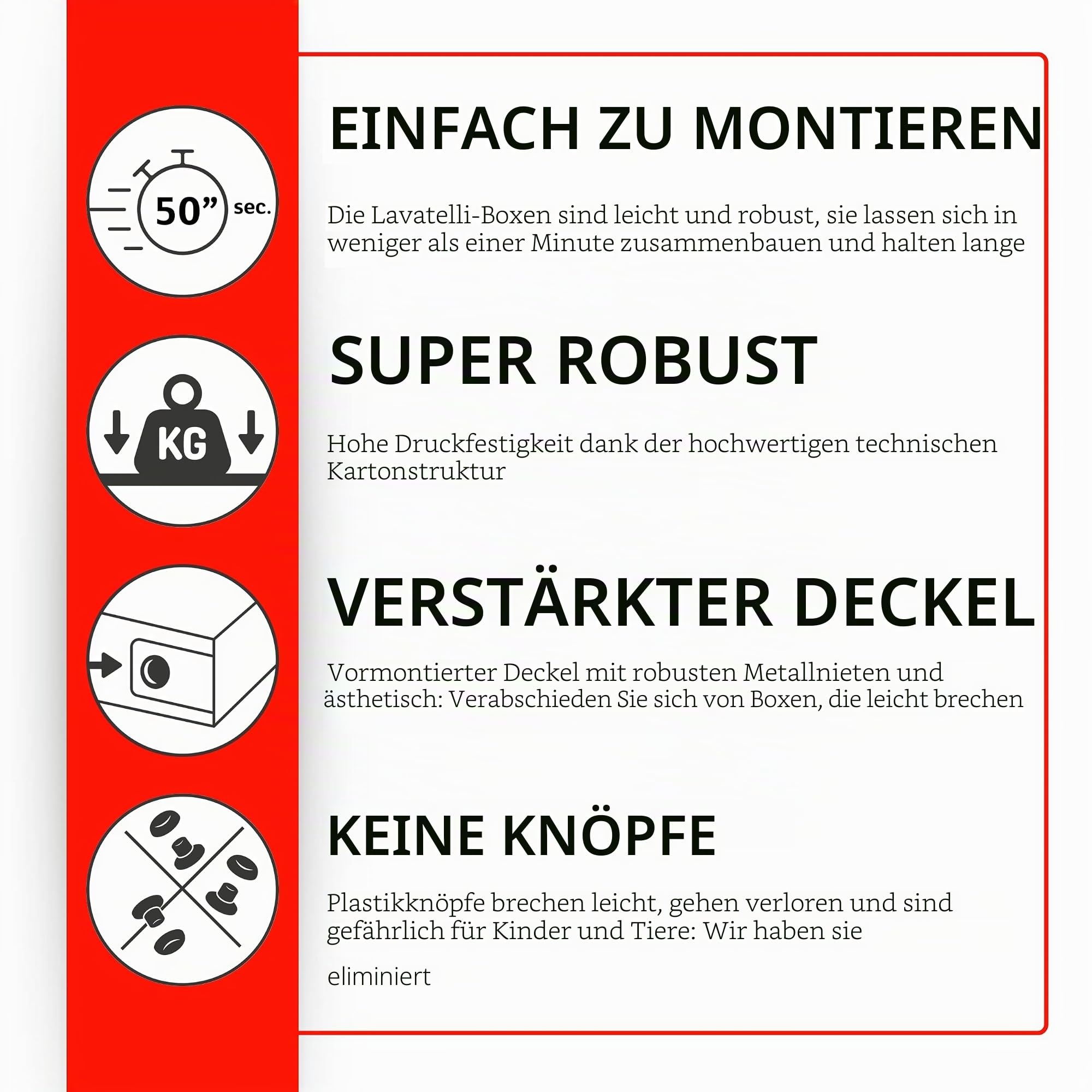 Lavatelli Set aus 6 Aufbewahrungsboxen mit Deckel – Große Kleiderboxen aus Karton 39x50x24 cm – Robust, leicht zu montieren, mit Tragegriffen – Perfekt für Kleiderschrank & Saisonwechsel Hortensien