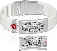 Vista 171 de Divoti Pulsera de identificación de alerta médica grabada personalizada, grabado láser de doble cara, pulsera de silicona, cierre de seguridad