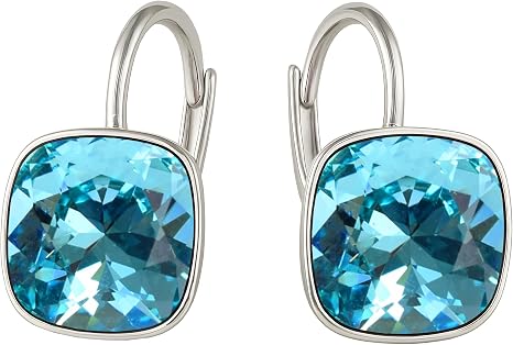 Boucles D'Oreilles Carrées Cristaux Autrichiens Argent 925 - Cadeau Élégant Pour Femme