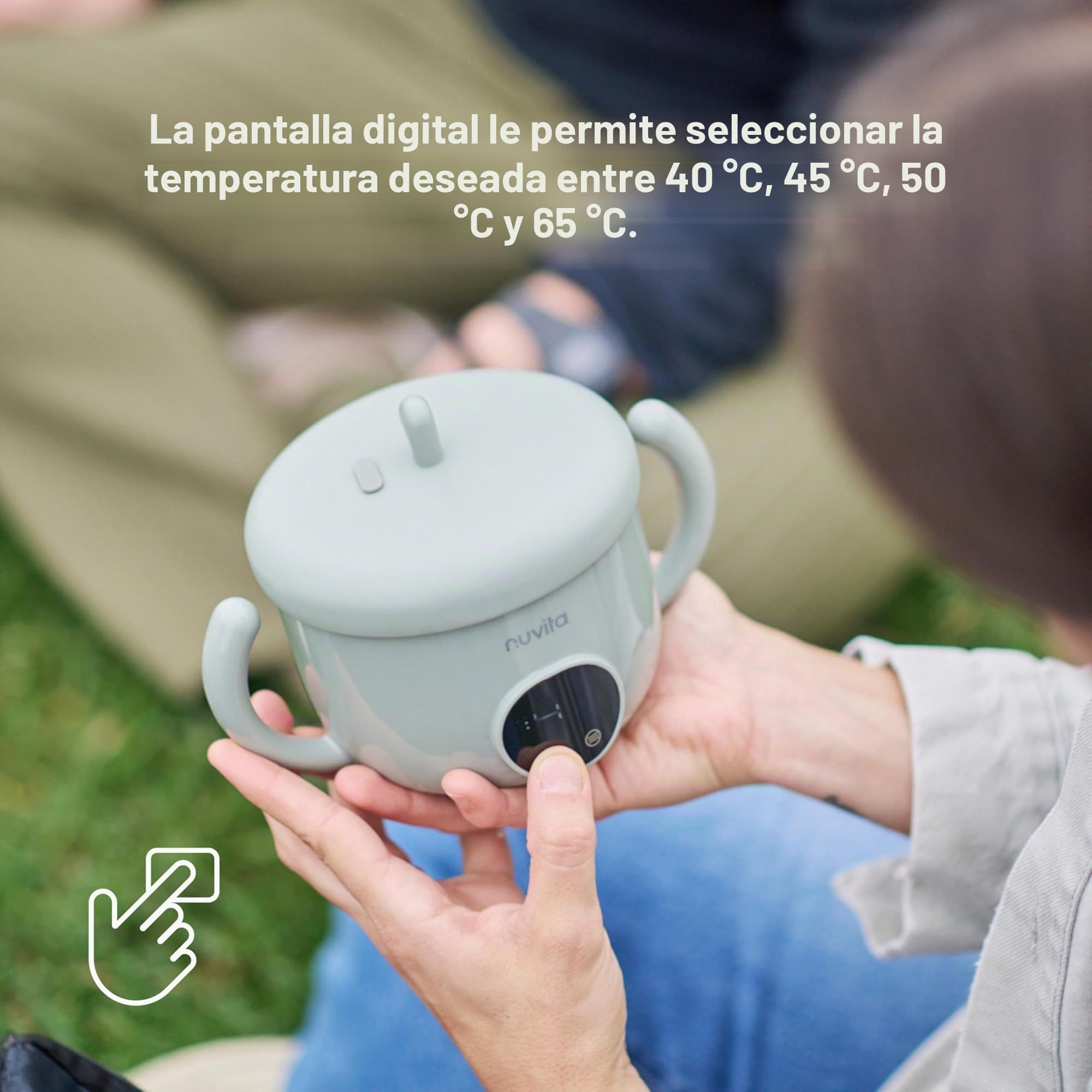 Nuvita 1980 Pappa'n'Go - Calentador portátil de alimentos para bebé, recargable, resistente al agua, con control inteligente de temperatura, interior de acero inoxidable y base antideslizante