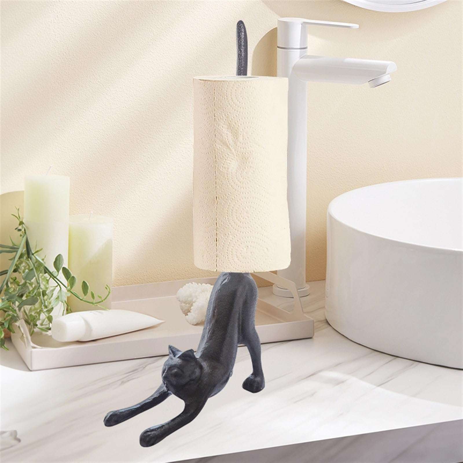 Küchenpapierrollenhalter Machen Sie einen alten Katzen-Papierhandtuchhalter, Wohnzimmer-Schlafzimmer-Küchen-Cartoon-Dekoration, Garten-Wildeisen-Abendessen-Papierhalter Papierrollenhalter, Küchengerät