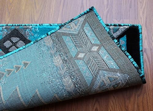 Miniatura 5 de Masada Rugs, Southwest Native American Design - Alfombra turquesa (24 x 40 pulgadas)