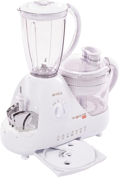 Arnica Prokit 444 Plus Beyaz Mutfak Robotu, 800 W, 1.5 L Hazne, Beyaz