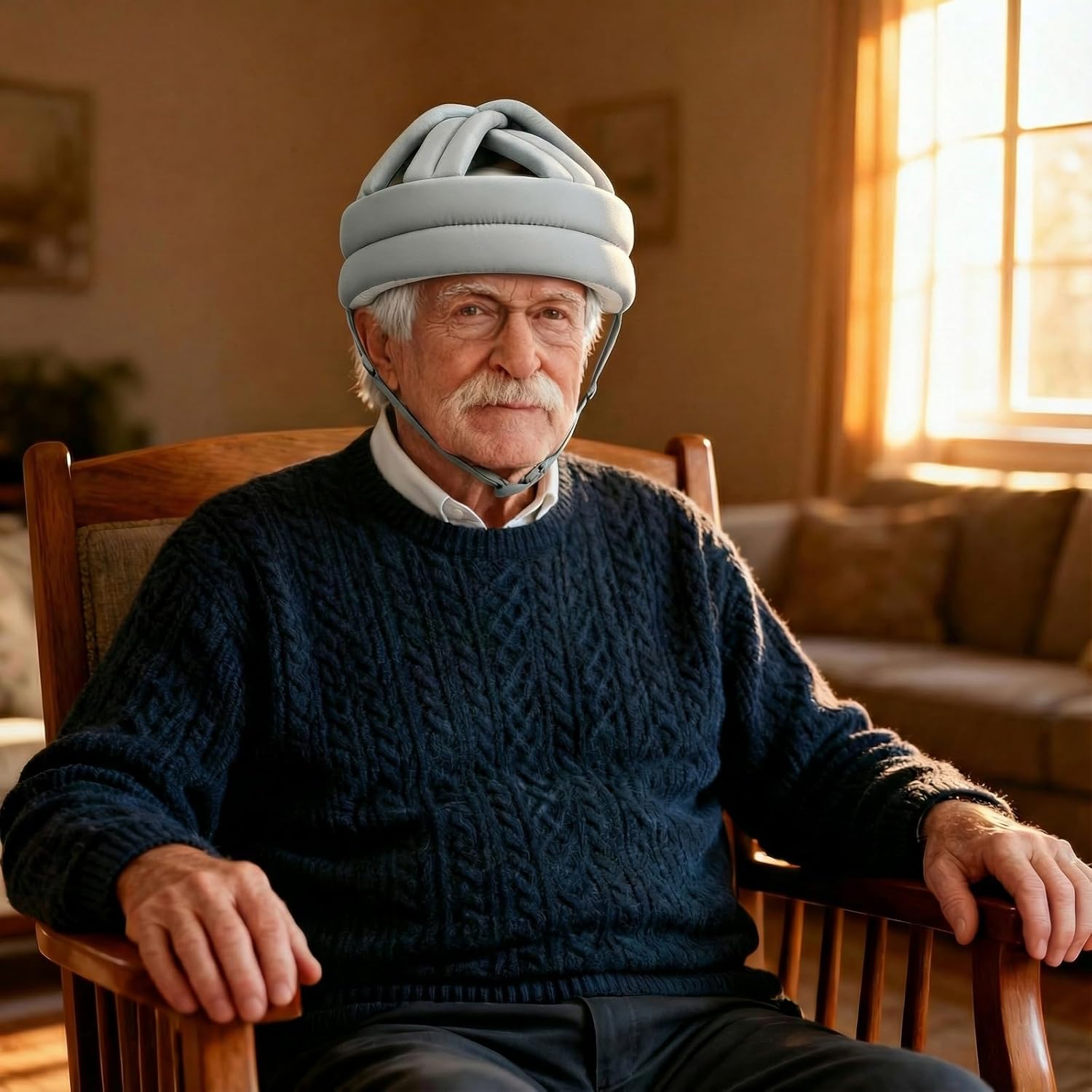 Upgraded Thick Soft Protective Helmet for Elderly Adults, Special Needs Safety Hat Adjustable Breathable Seniors Anti-Fall Head Protection Cap for Older Surgery Recovery Head Injury Shock