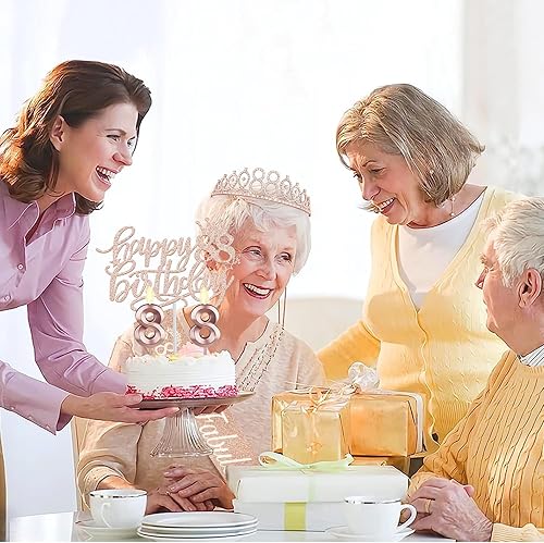 Miniatura 114 de Decoraciones de cumpleaños de 38 años para mujeres, incluyendo banda de cumpleaños, tiara/corona, velas numéricas y decoración de pastel, regalos
