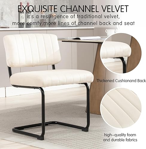 Miniatura 5 de Okeysen Juego de 2 sillas de comedor modernas de terciopelo de 19.6 pulgadas, sillas de comedor de cocina, comedor, sillas de comedor, juego de