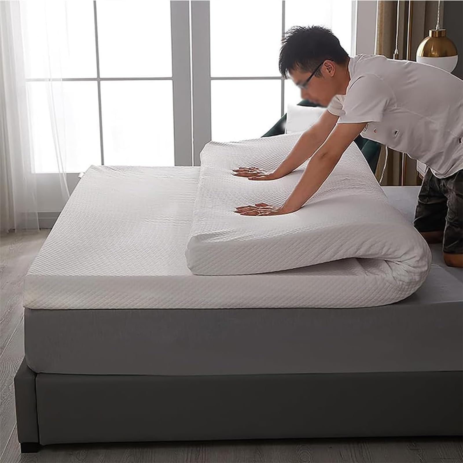 Matelas 100 % latex naturel avec housse en coton biologique, respirant et durable, doux et offrant un bon maintien, surmatelas de qualité supérieure pour un sommeil confortable