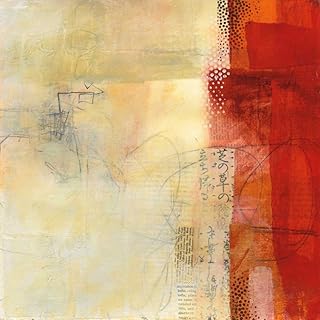 STAMPA-SU-TELA-INCORNICIATA-Davies-Jane-Cm_63_X_63-calore-I-moderni-astratta-colorato-luminoso-crema-tan-piazze-grassetto-rosso-contemporanei-Quadro-su-tela-con-cornice-a-cassetta-americana-