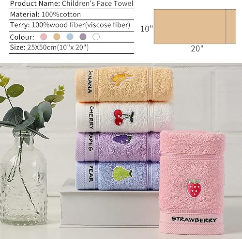 Miniatura 7 de Toallas faciales 100% de algodón para niños, toallas de mano y toallas para los dedos para baño, juego de toallas bordadas con bonito patrón de