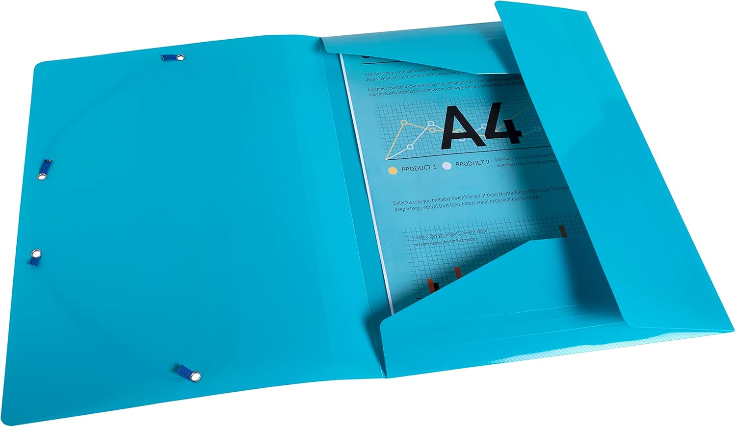 Exacompta - Ref. 55110E - Bee Blue 3 flap folders with elastic closure, Polypropylene, Pack of 4 - A4 - assorted colors