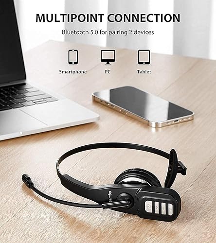 Miniatura 4 de Conambo Auriculares Bluetooth con micrófono, auriculares Bluetooth Trucker con cancelación de ruido, 22 horas de tiempo de llamada, auriculares