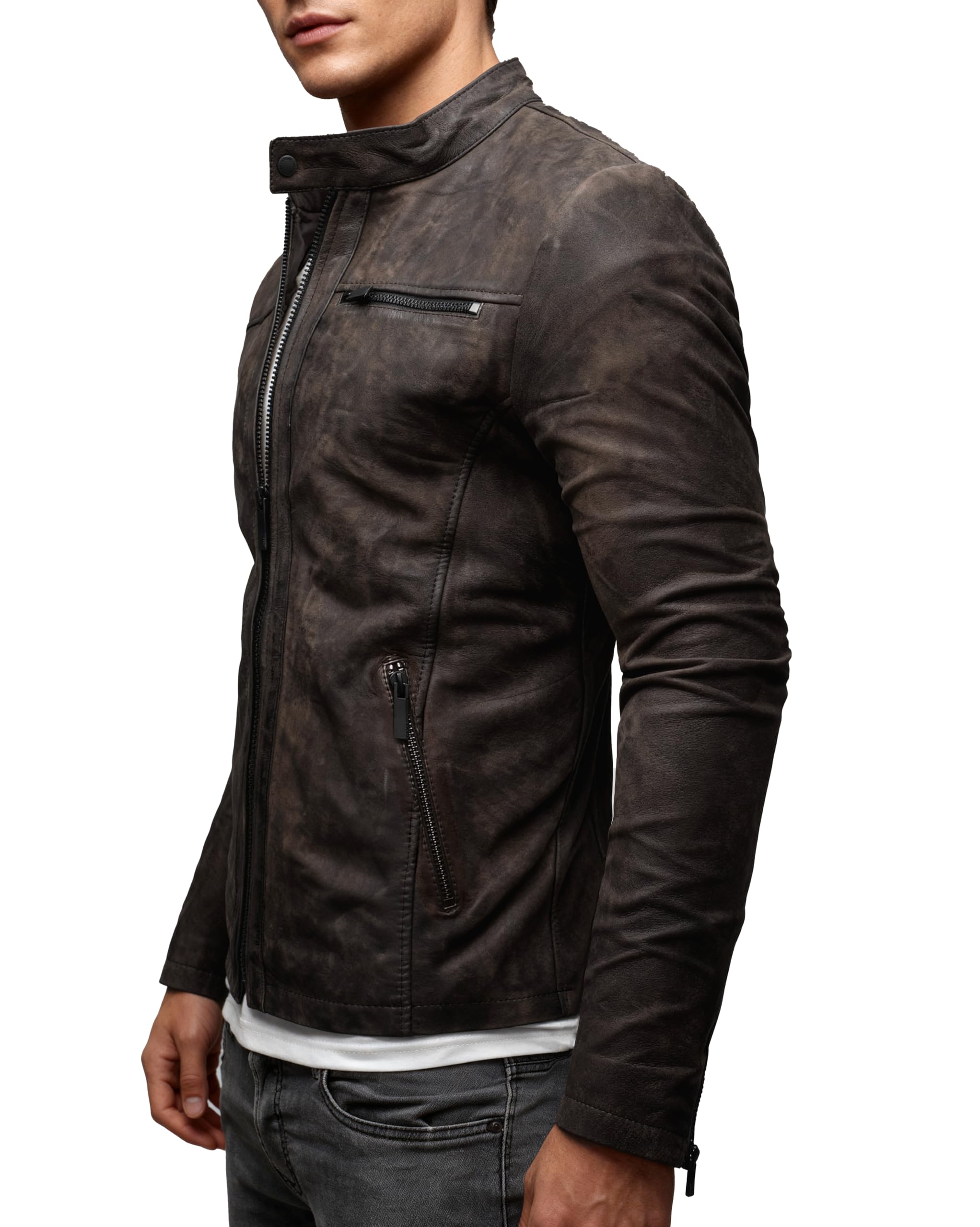 Crone - Chaqueta de cuero Epic Cleane Basic para hombre, en diferentes variantes y colores