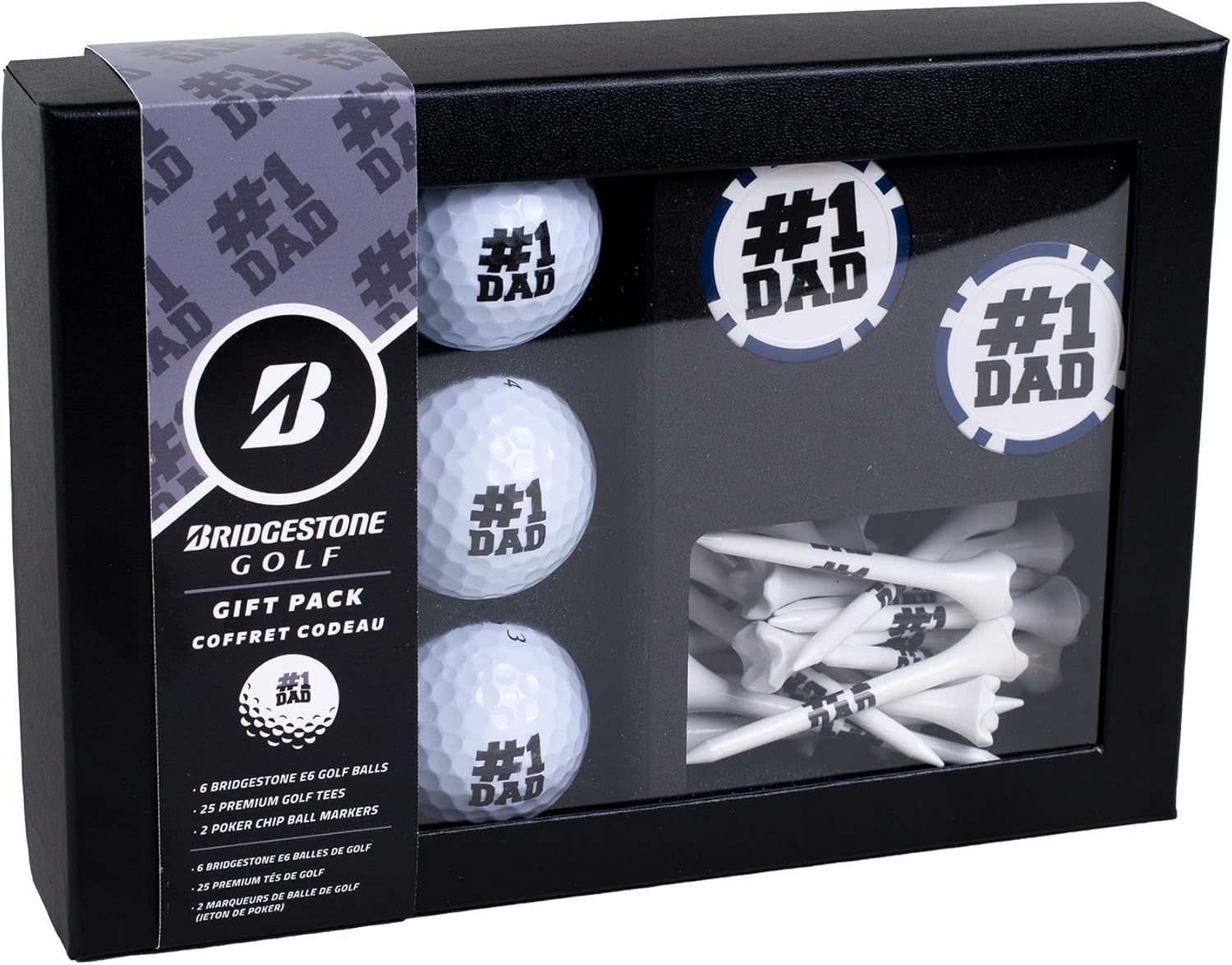 PrideSports Bridgestone Golf Gift Set - e6 Golf Balls, Pride Performance Tees, and Poker Chips