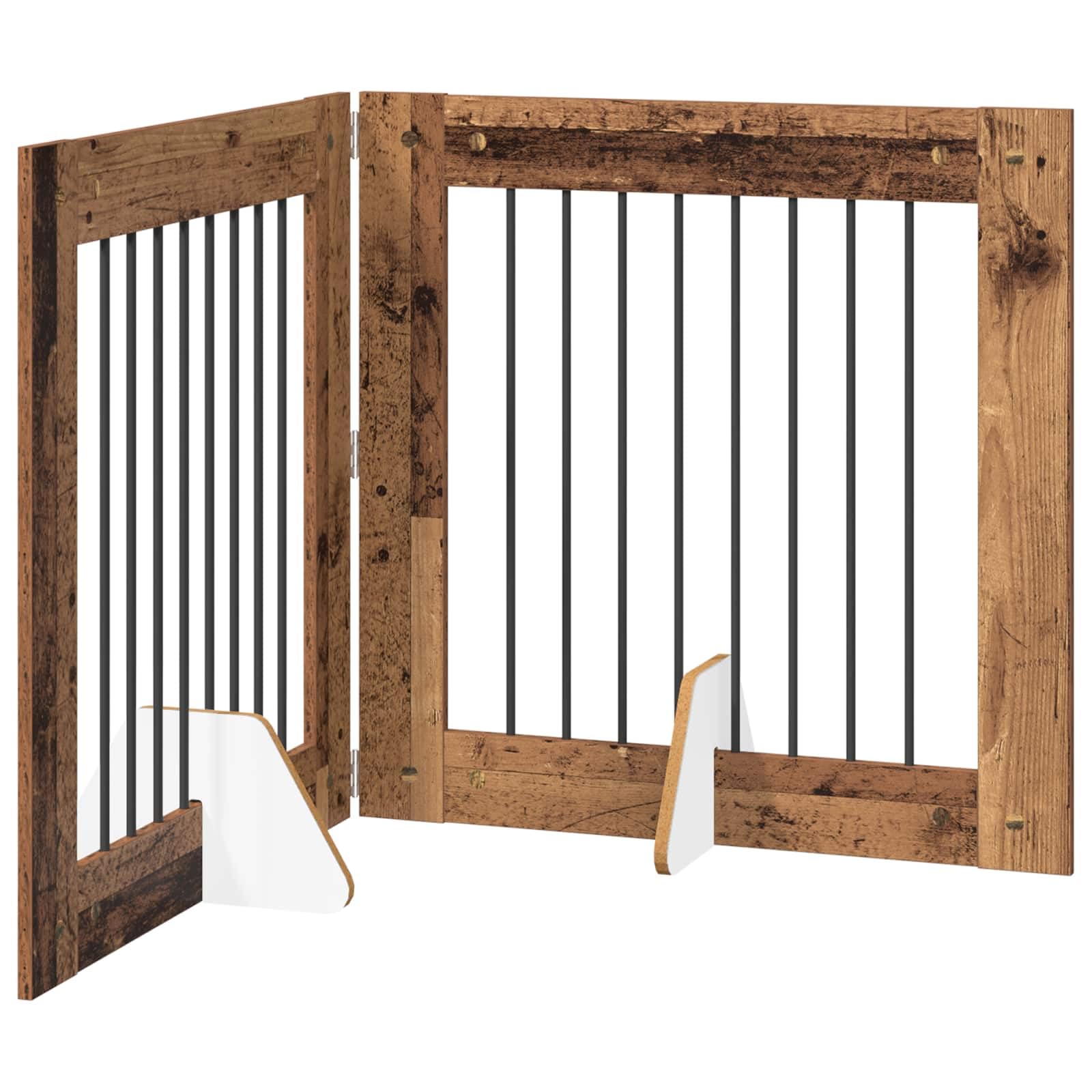 vidaXL Puerta para Perros Plegable con Soportes 4 pcs 321 cm, Valla Moderna para Perros, Diseño Plegable, Encierro Minimalista, Barrera Ahorra Espacio, Divisor Práctico