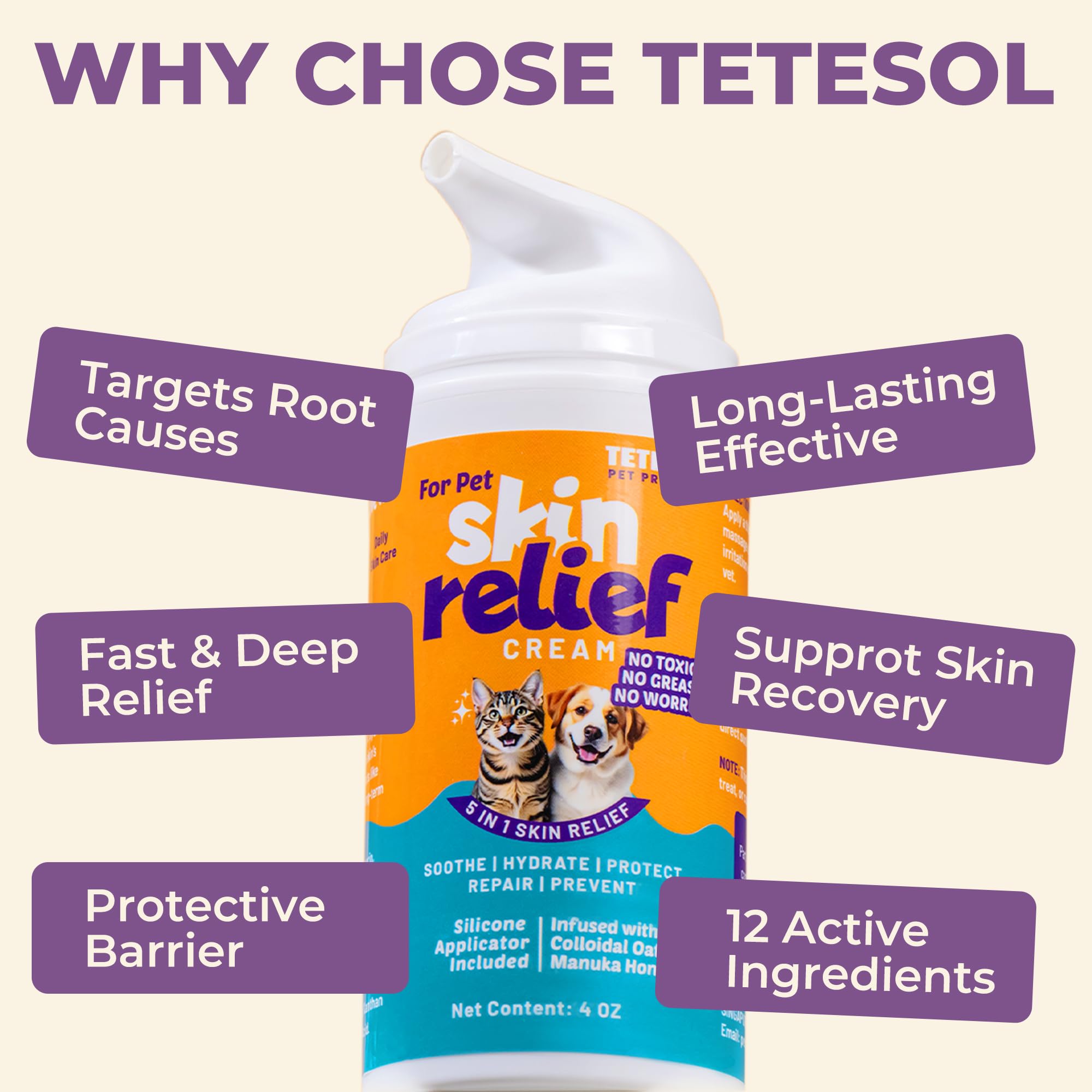 Dog Moisturiser Cream for Itchy Dry Skin/Paw/Fold, Hot Spot, Sore, Scratch view 3