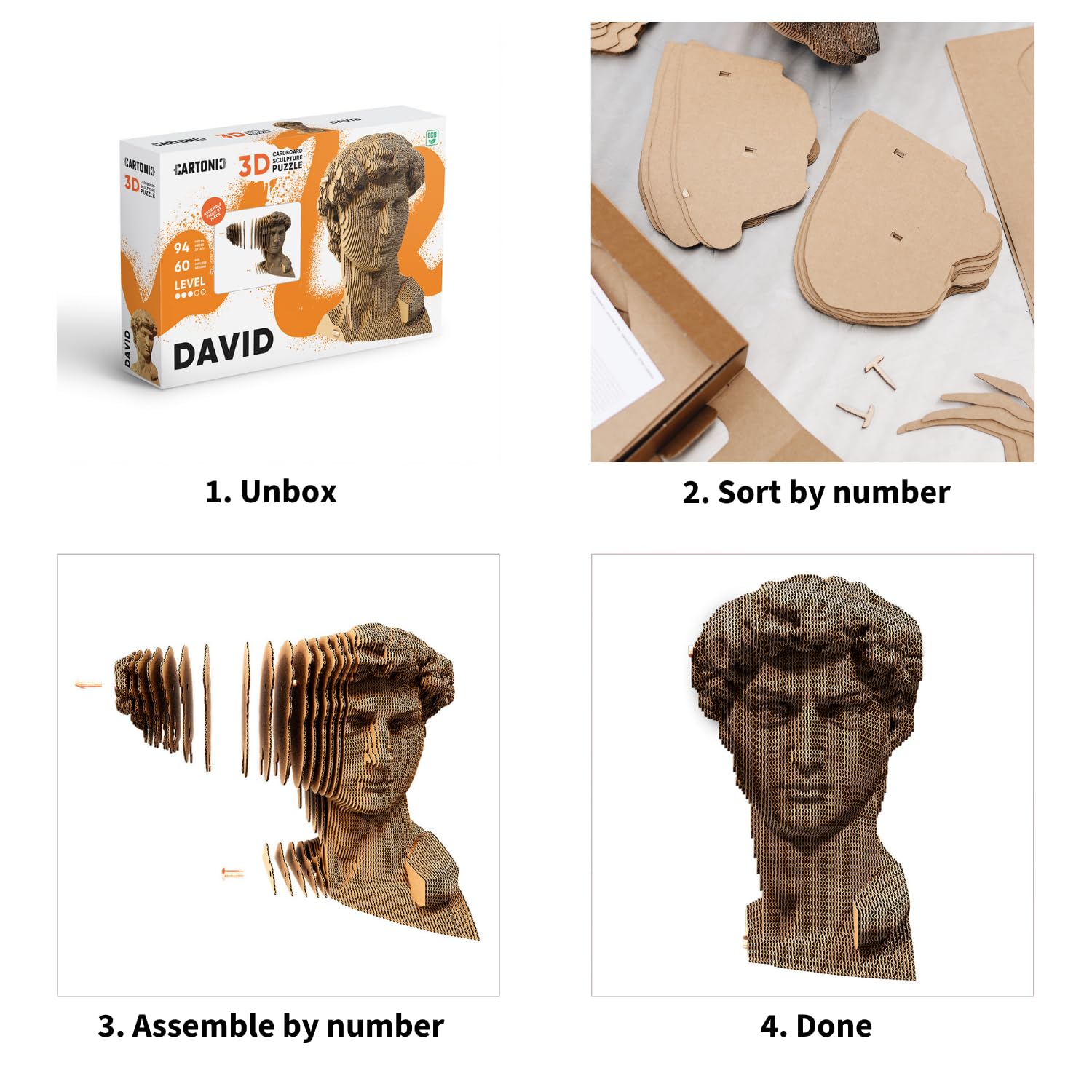 David Statue 3D-Puzzle aus Karton – Skulptur-Bausatz