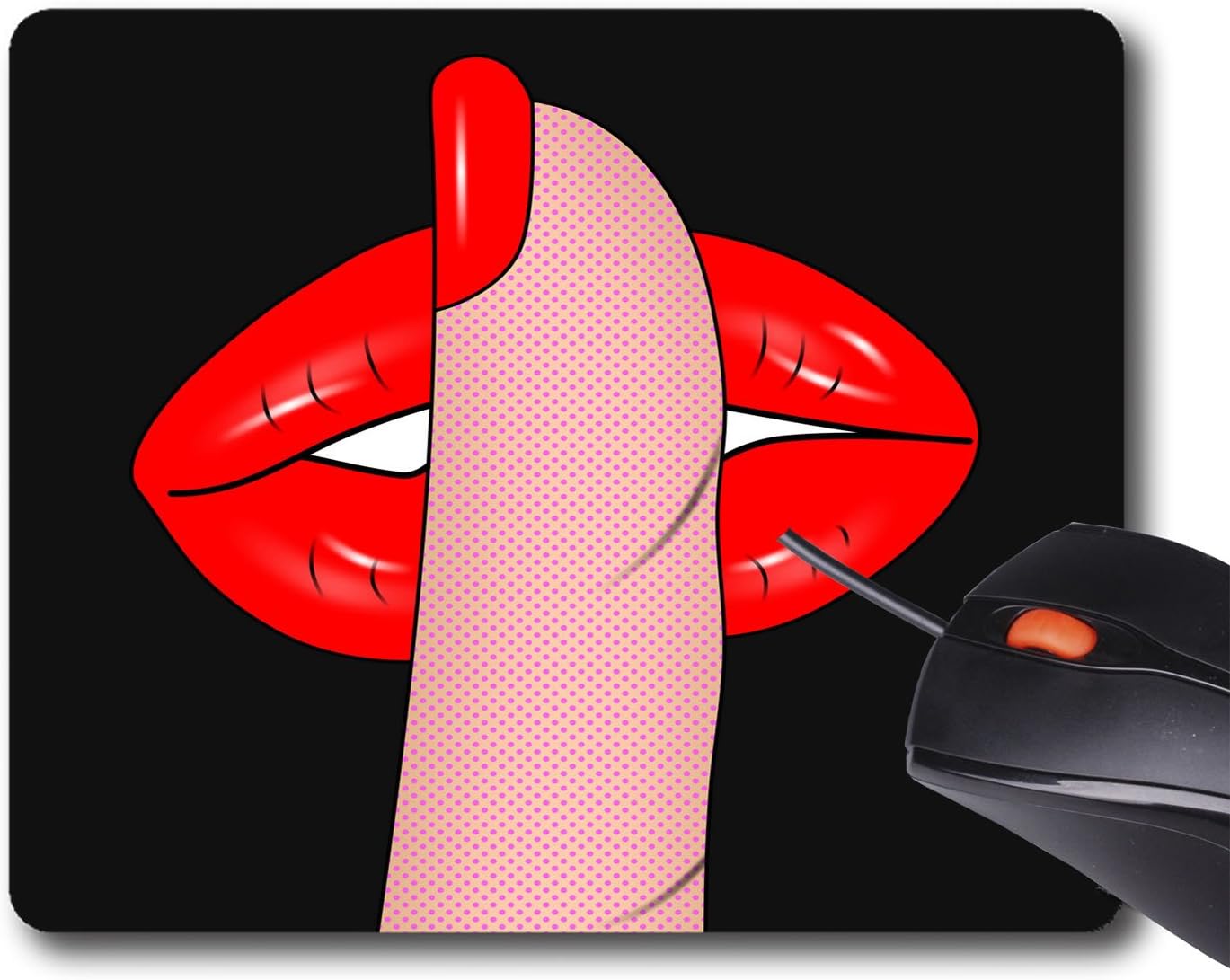 AOFFLY Mark Ashkenazi - Shush Red Lips - Non-Slip Rubber Mousepad Gaming Mouse Pad